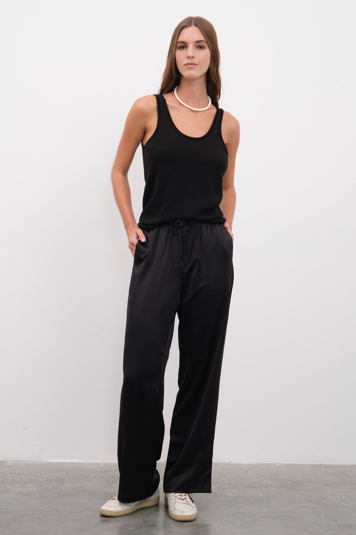 Silk Satin Wide-Leg Pants