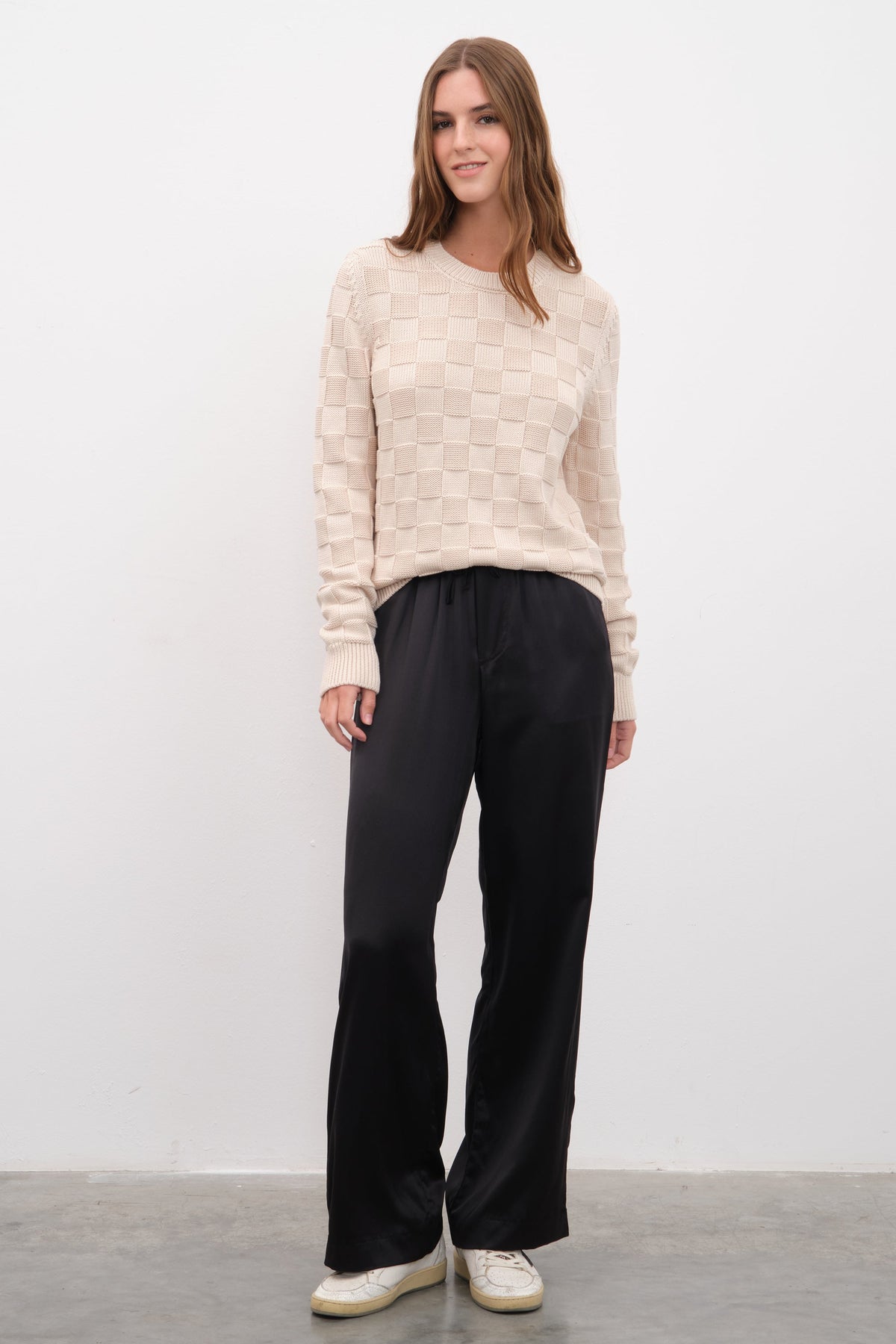 Checker Sweater in Cotton Modal Blend