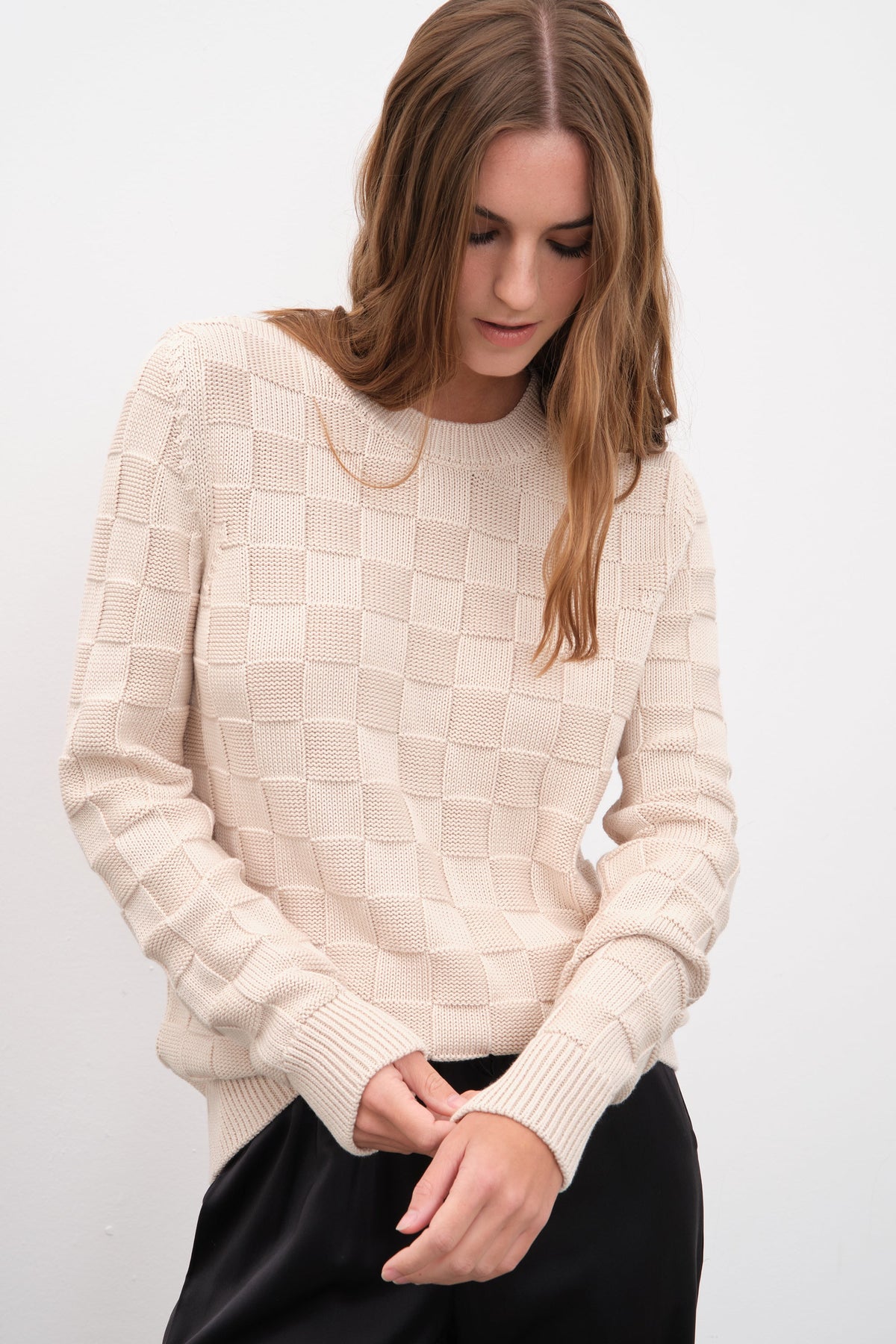 Checker Sweater in Cotton Modal Blend
