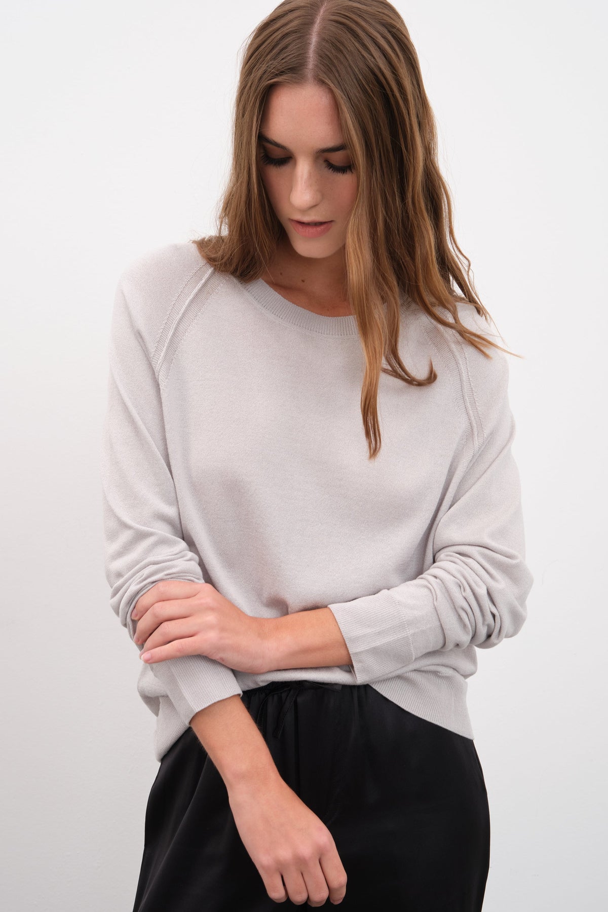 Lightweight Cotton Viscose Raglan Sleeve Sweater