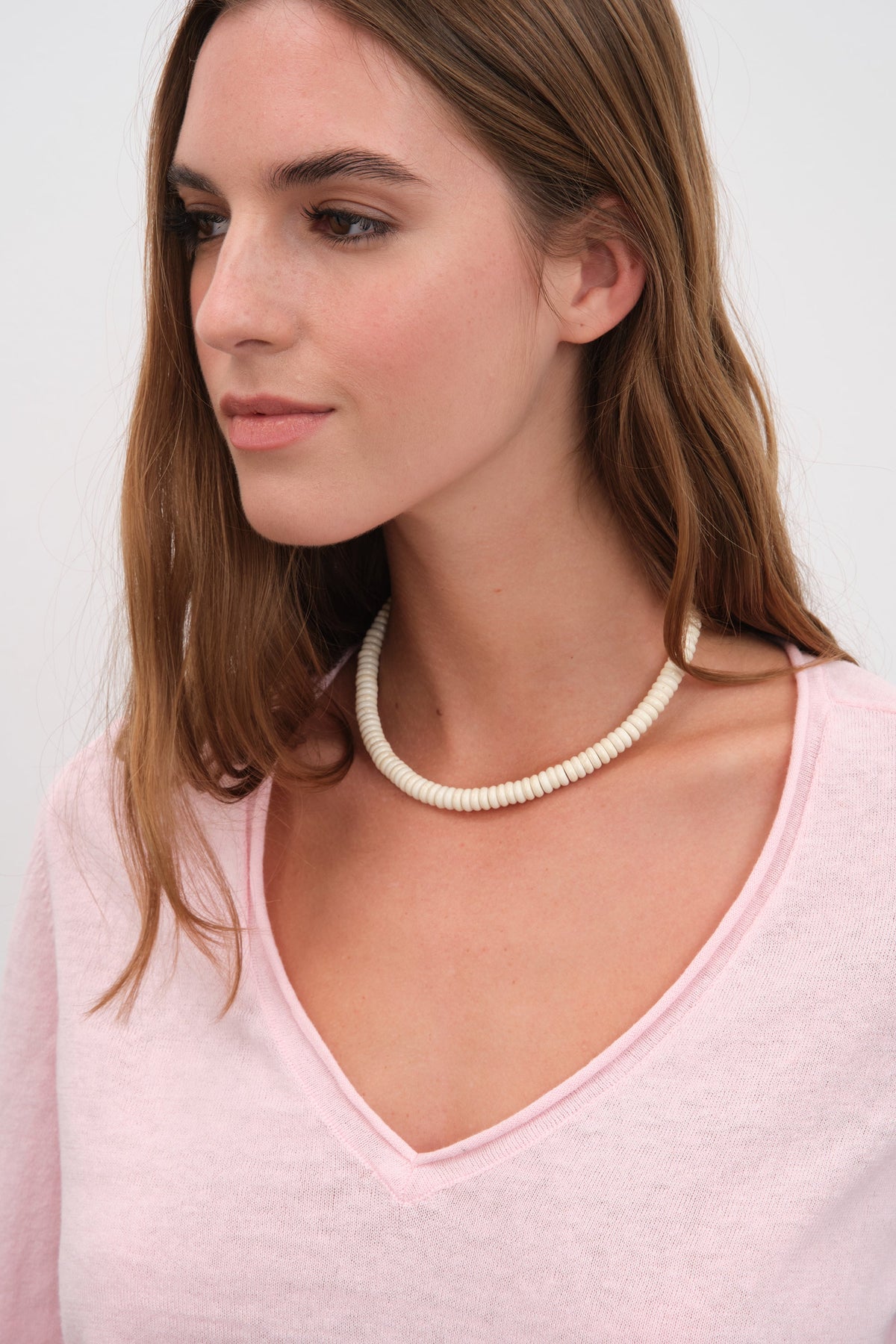 Lightweight V Neck Sweater in Cotton/Linen Blend