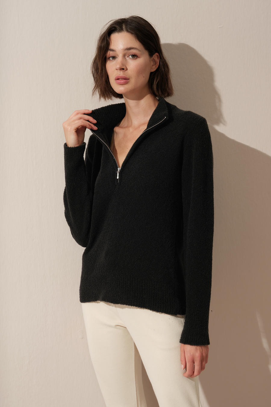 Half-Zipped Boucle Merino Sweater