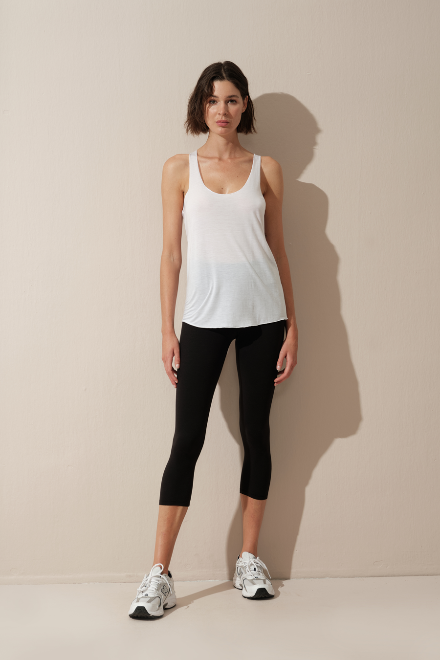 Form-Fitting Capri Leggings in Brushed Cotton