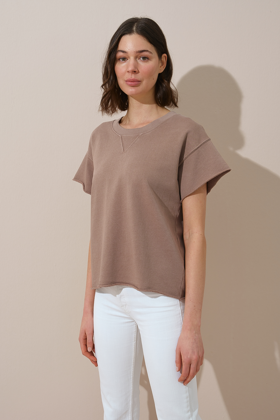 Garment-Dyed Cropped Raw Sweatshirt