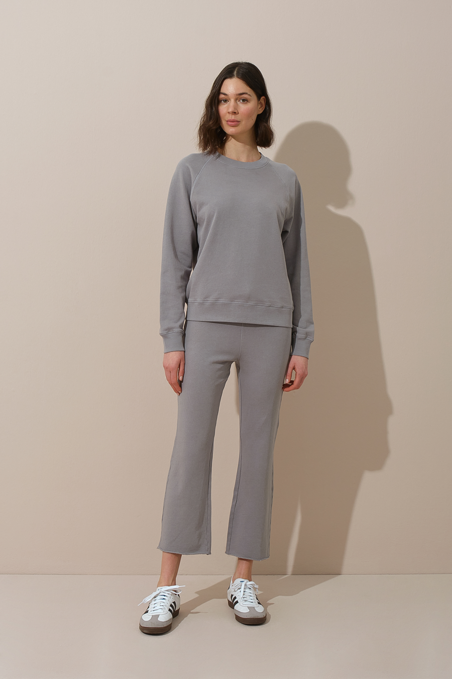 Garment-Dyed Cropped Flare Sweatpants