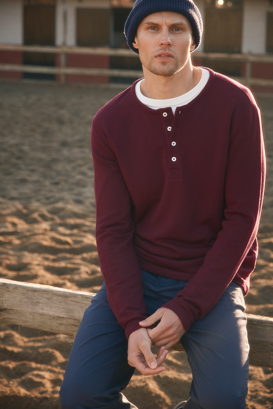 Modal Fleece Half-Buttoned Sweatshirt