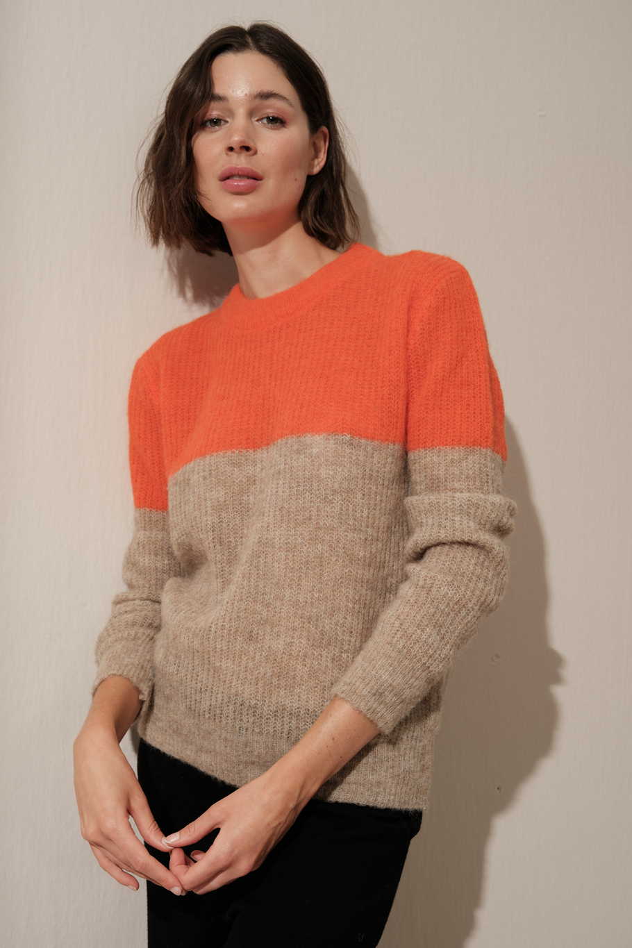 Color-Blocked Alpaca Sweater