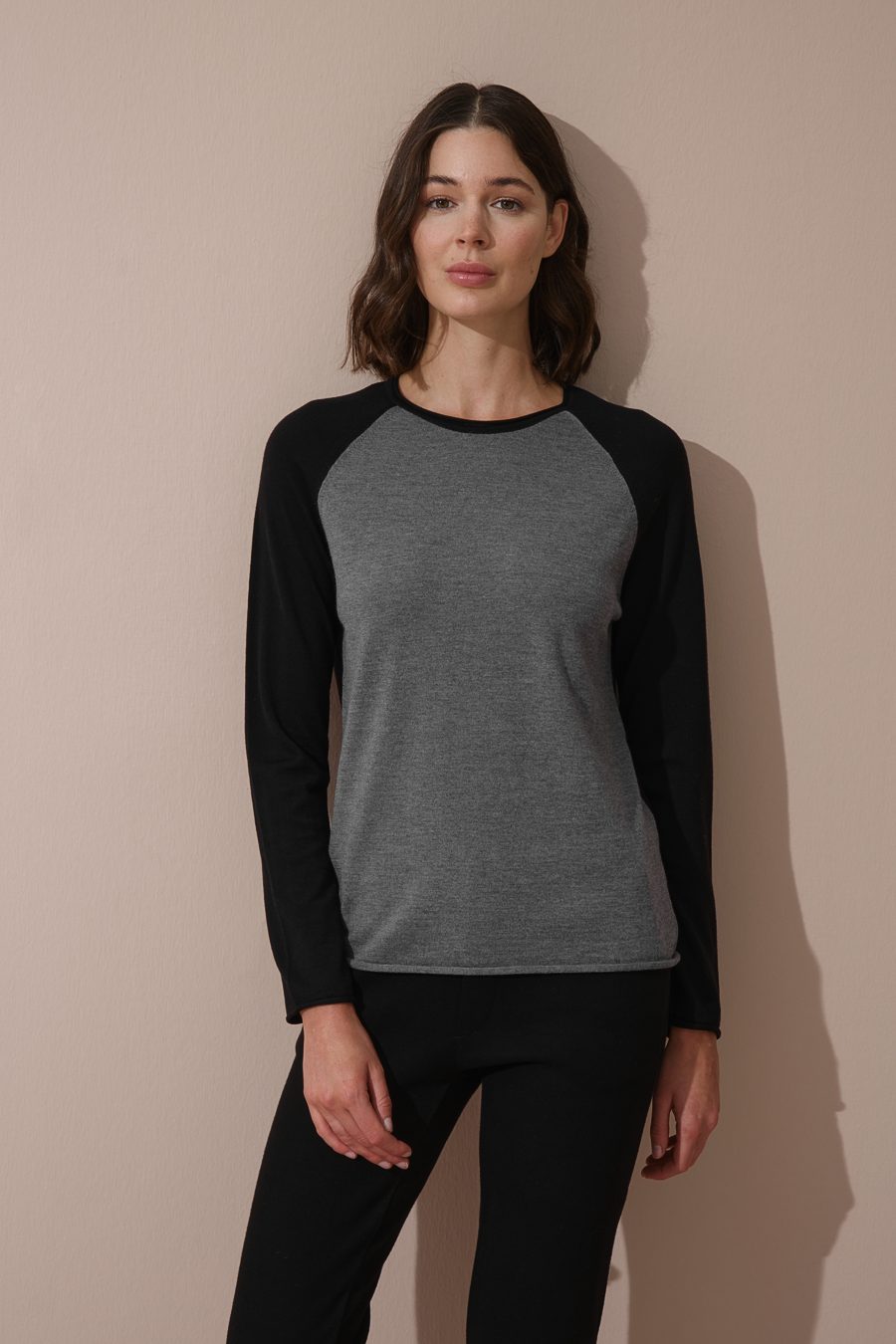 Color-Blocked Lightweight Cashmere Merino Sweater