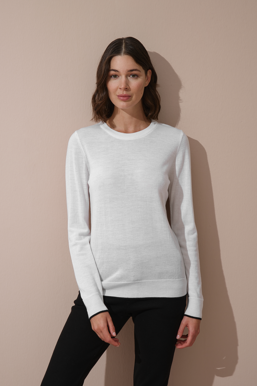 Lighweight Merino Sweater with Contrast Trim