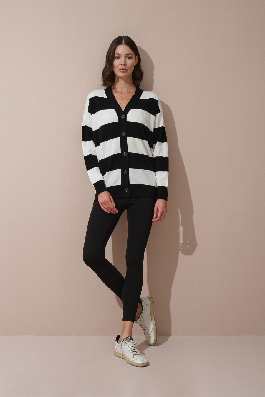 Striped Cashmere Merino Cardigan