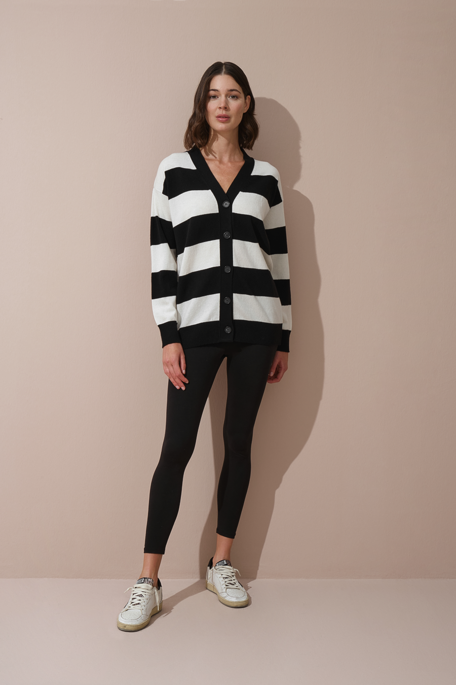 Striped Cashmere Merino Cardigan