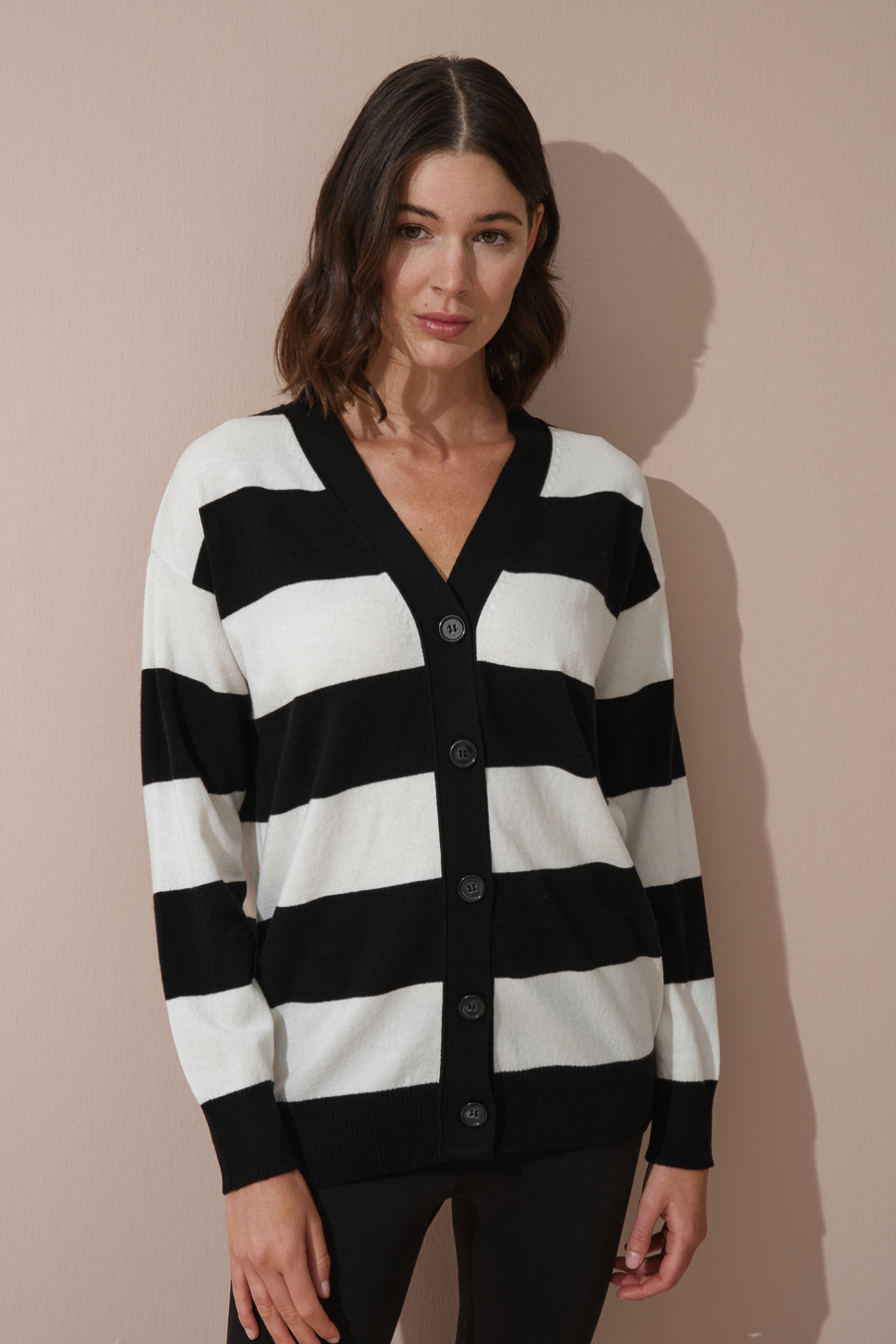 Striped Cashmere Merino Cardigan