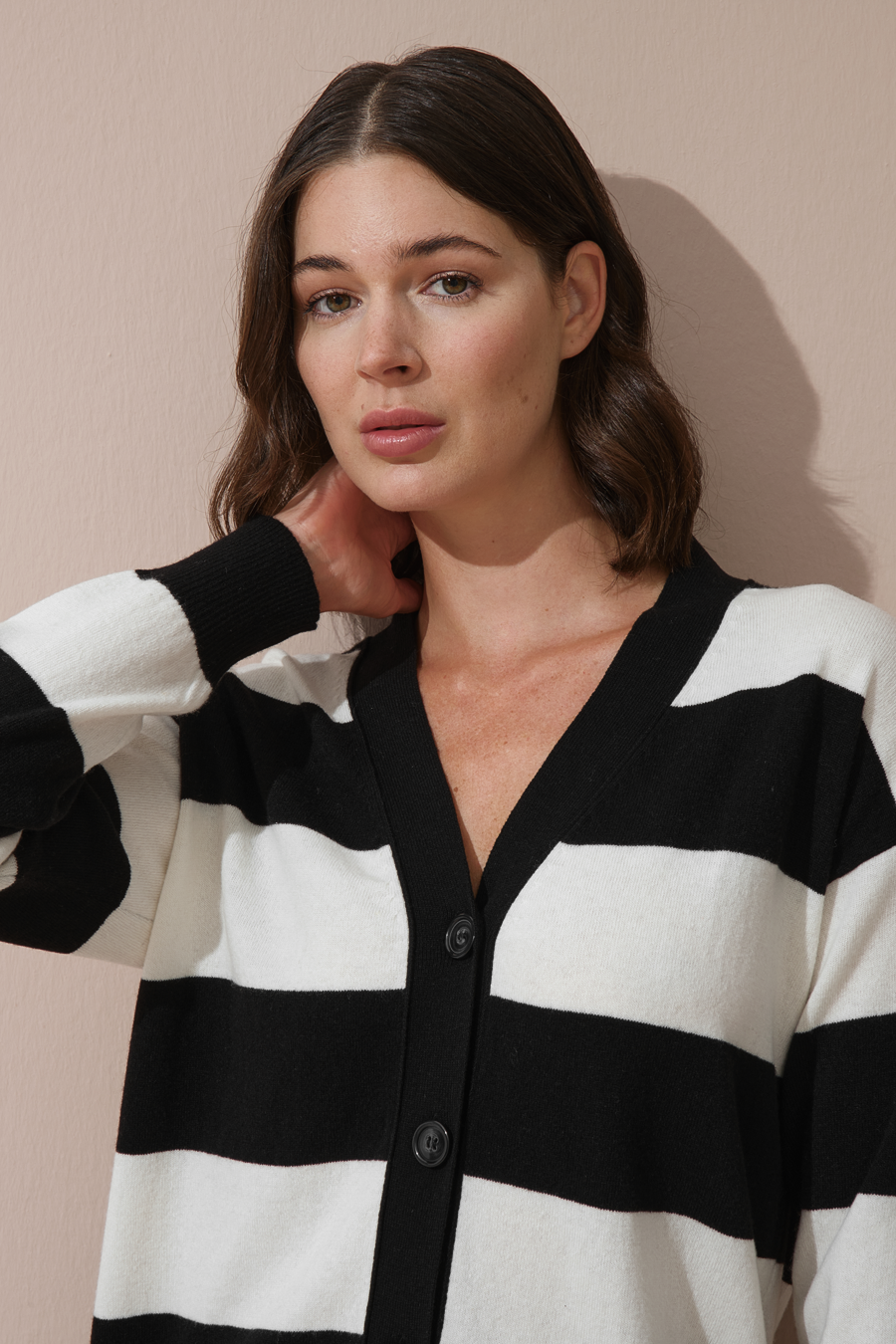 Striped Cashmere Merino Cardigan