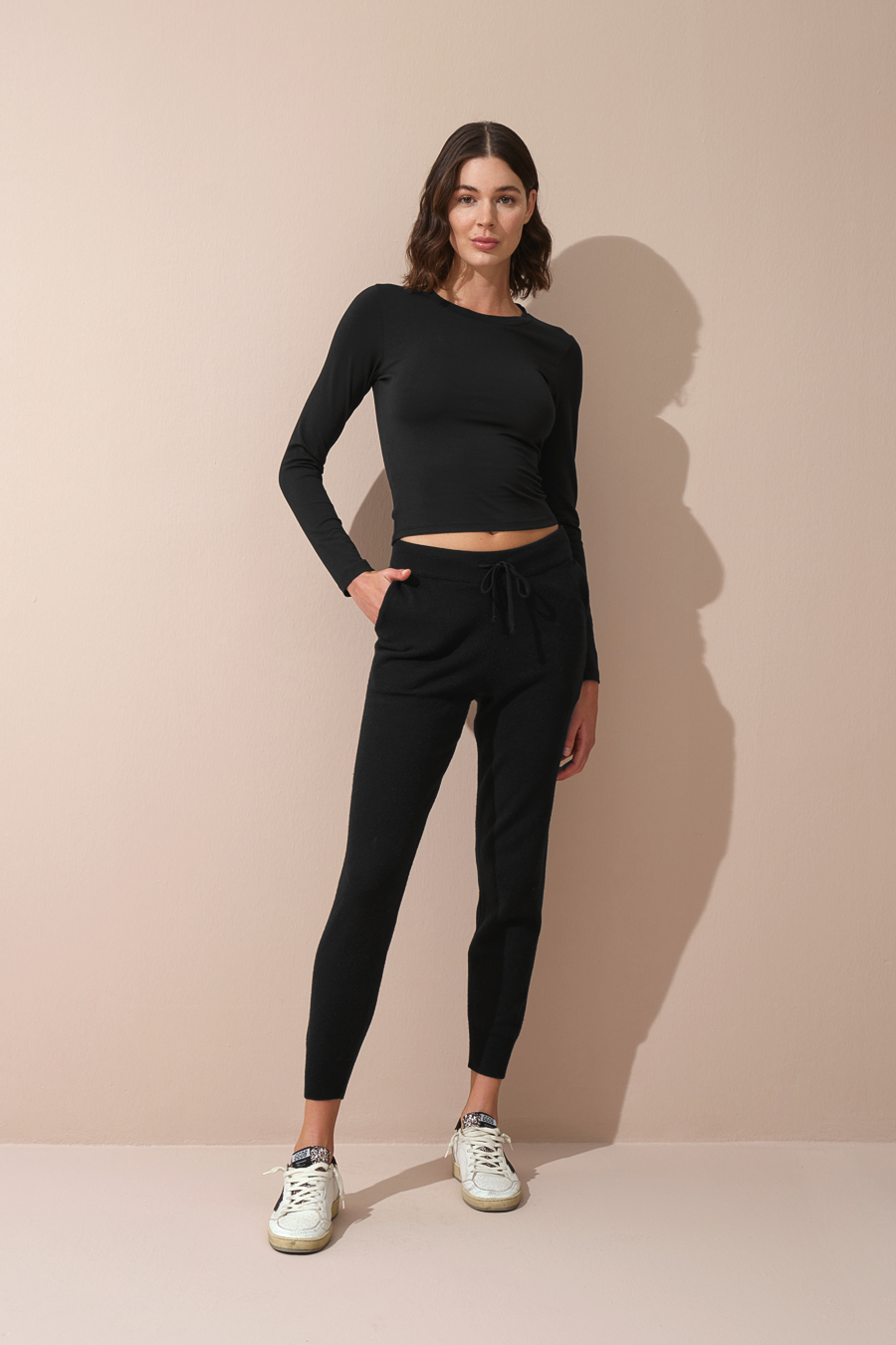 Long Sleeve Cropped T-shirt in Modal