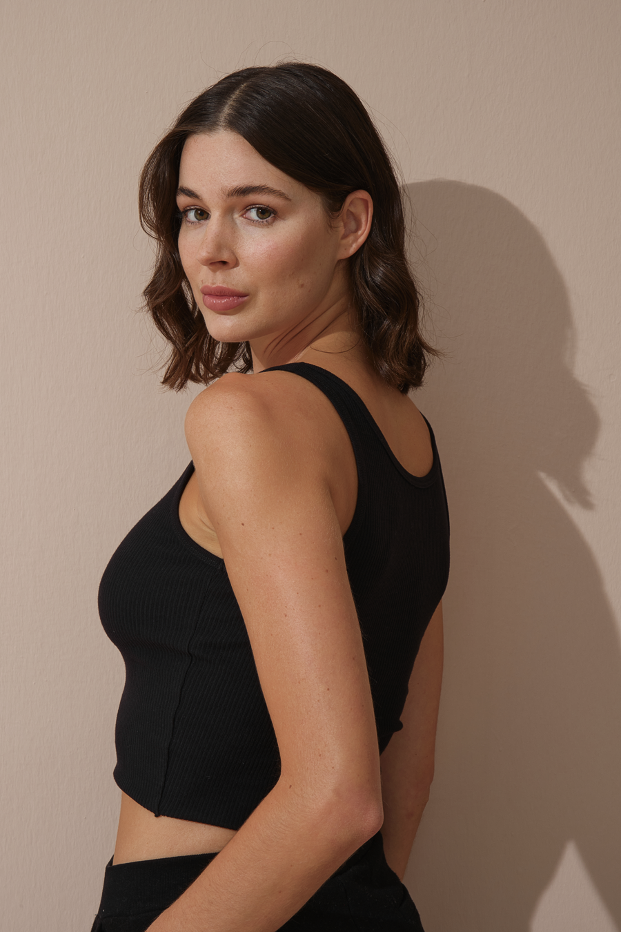 Ribbed Fitted Cropped Tank Top in Cotton