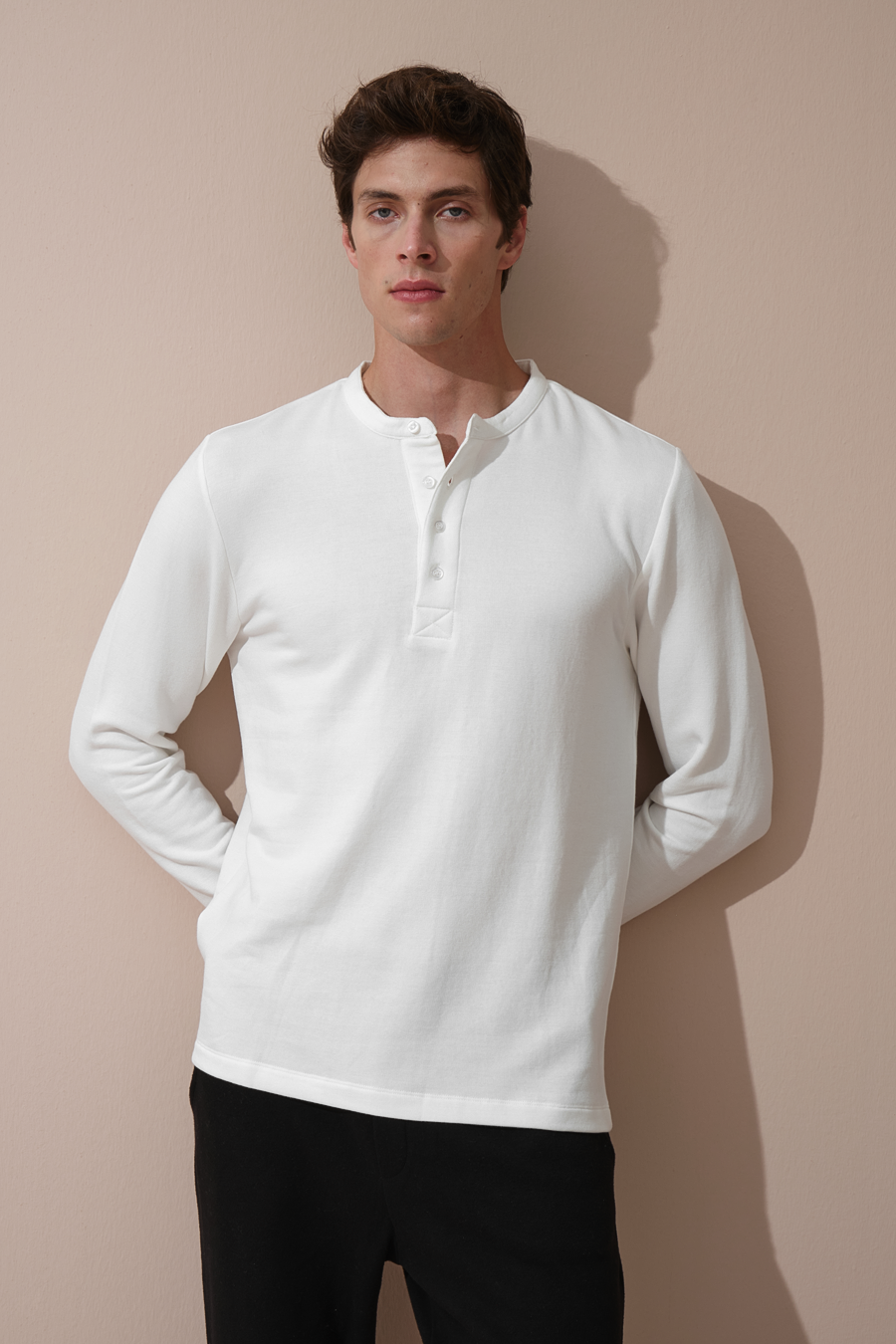 Modal Fleece Half-Buttoned Sweatshirt