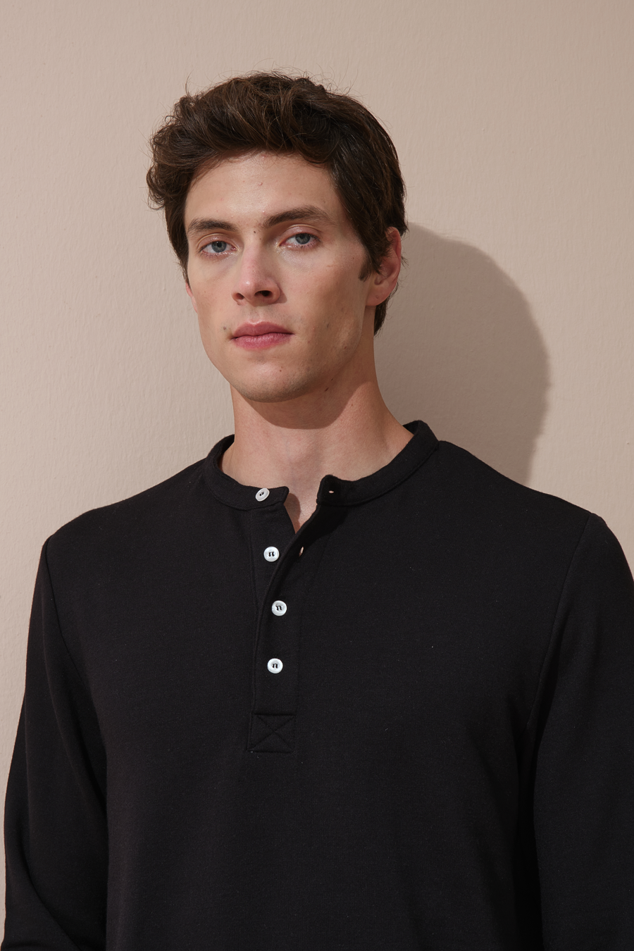 Modal Fleece Half-Buttoned Sweatshirt