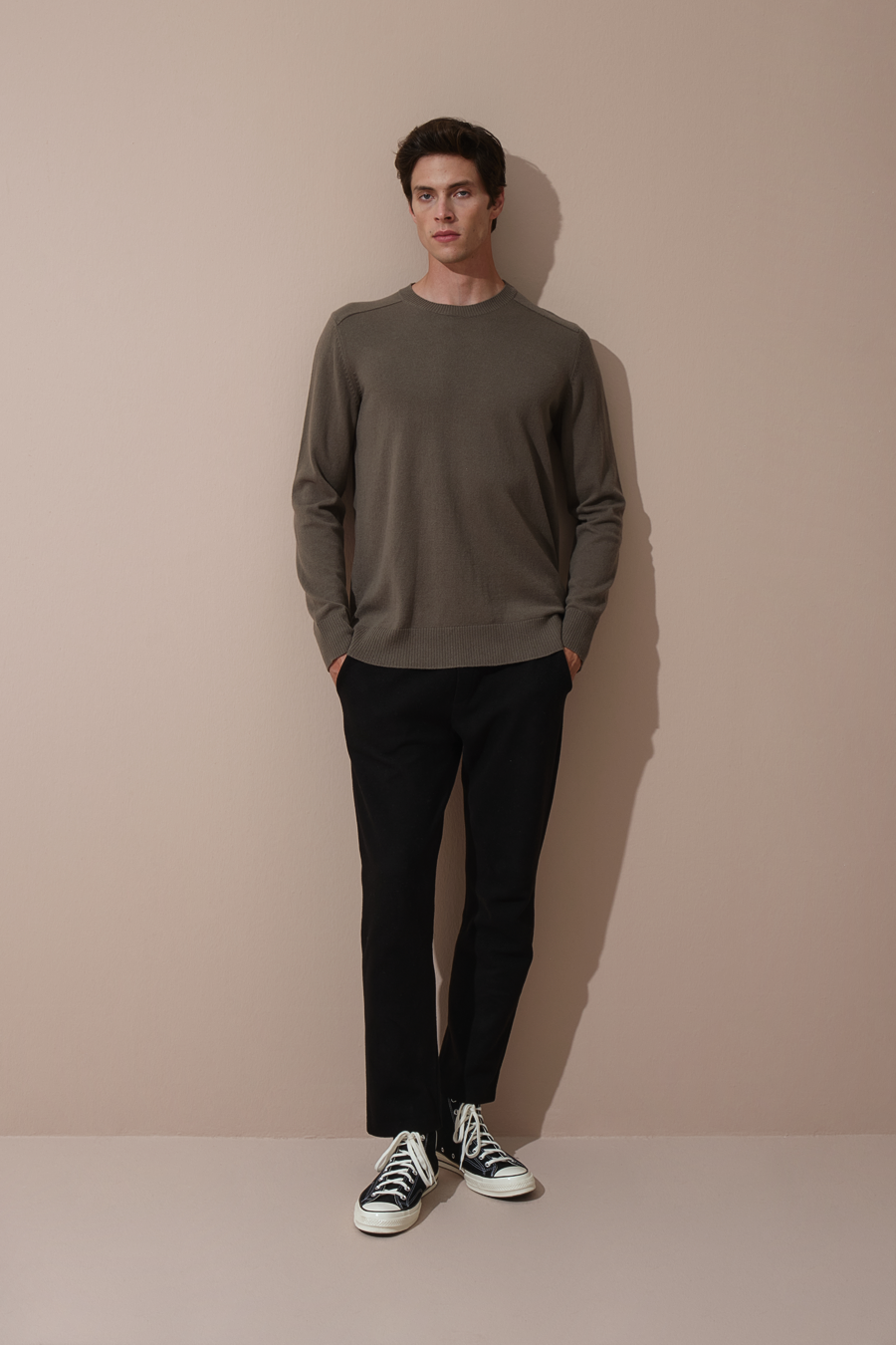 Cashmere Merino Sweater with Shoulder Stitching