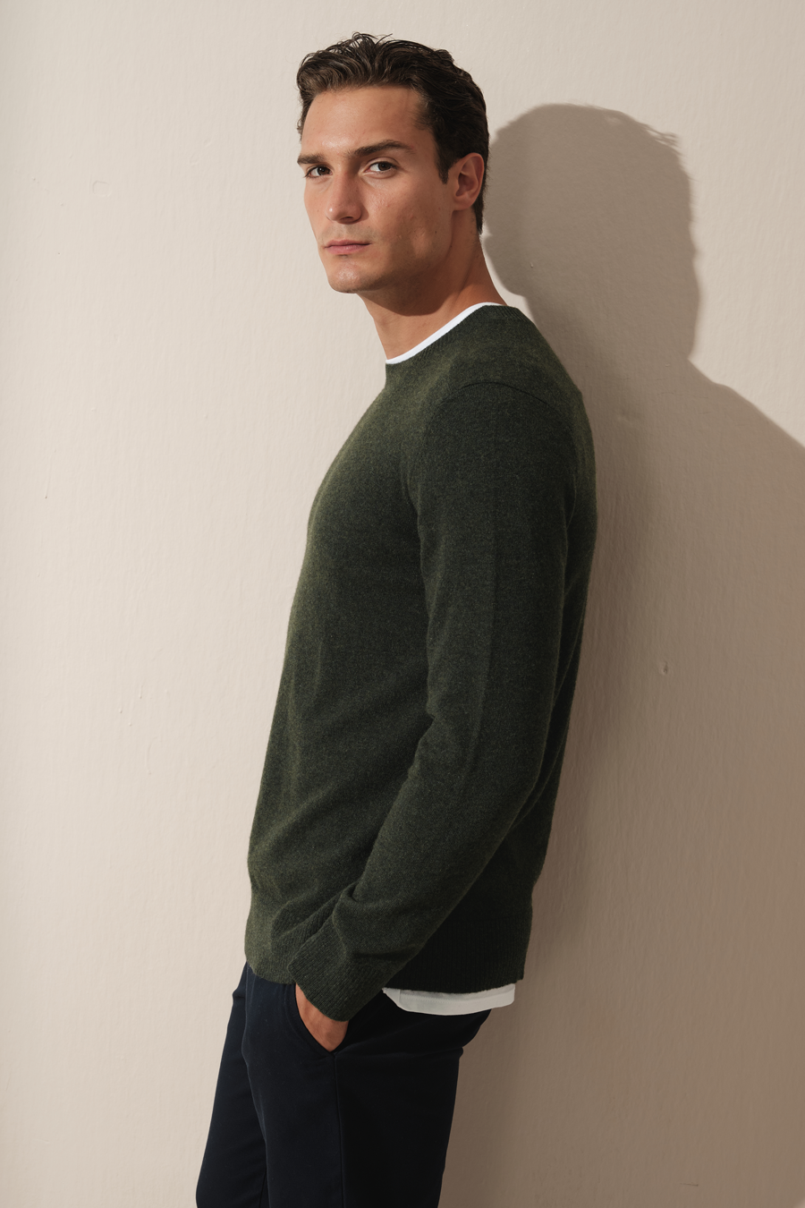 Cashmere Merino Sweater with Shoulder Stitching