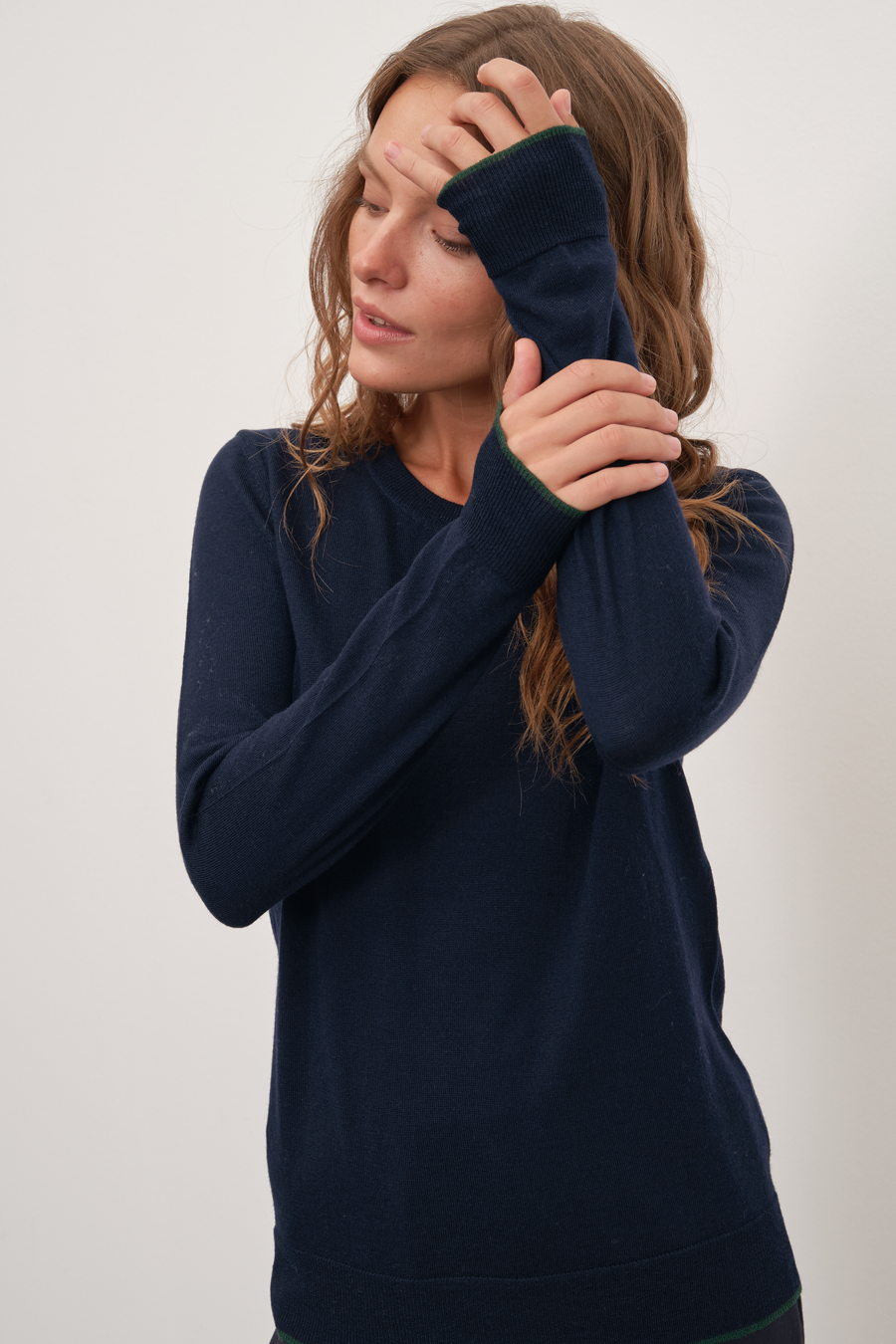 Lighweight Merino Sweater with Contrast Trim