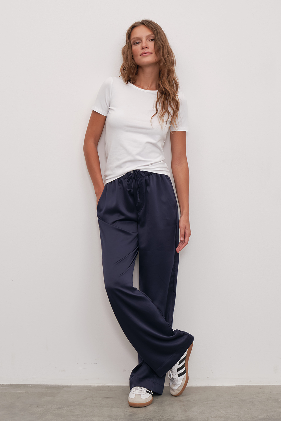 Silk Satin Wide-Leg Pants