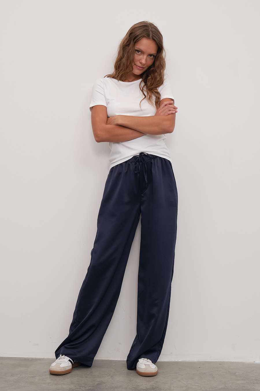 Silk Satin Wide-Leg Pants