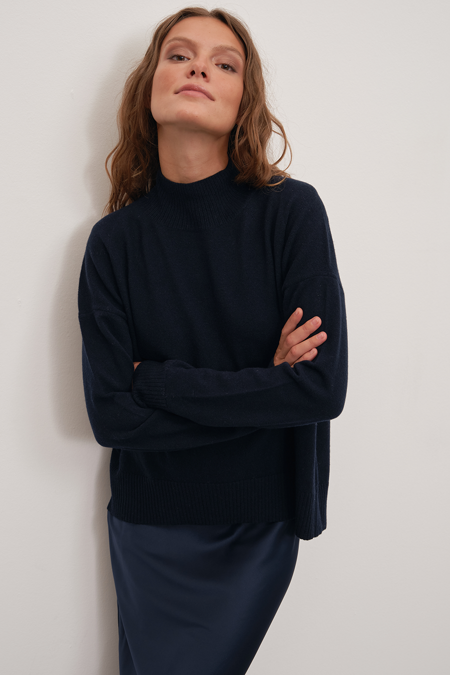 Mock Neck Cashmere Merino Sweater