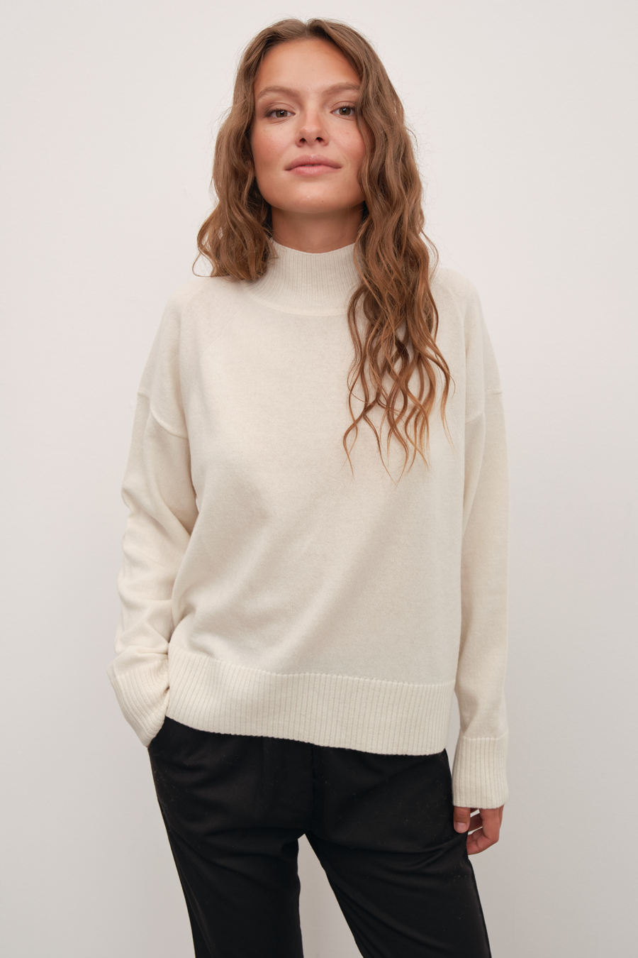 Mock Neck Cashmere Merino Sweater