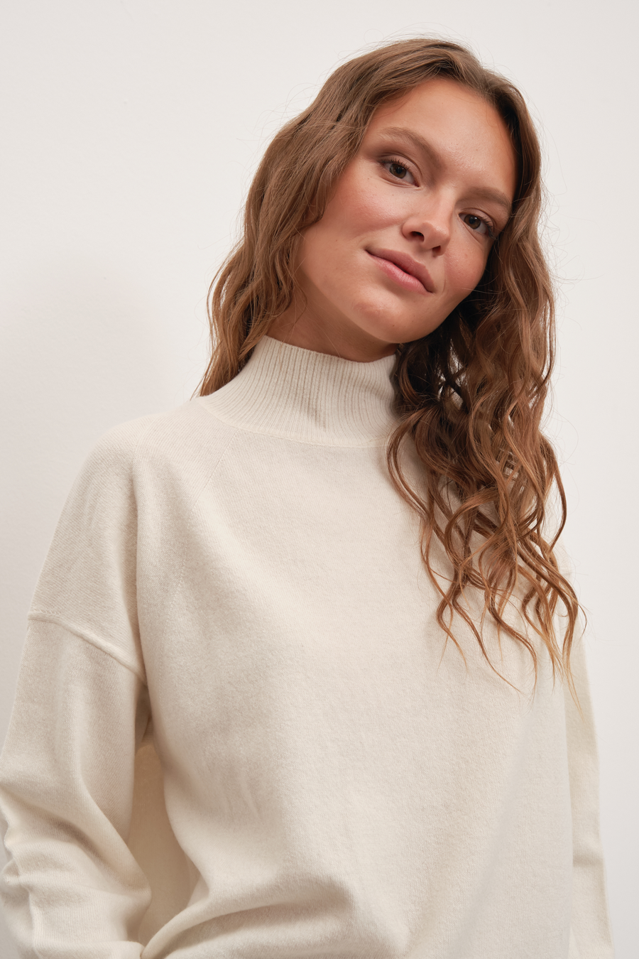 Mock Neck Cashmere Merino Sweater