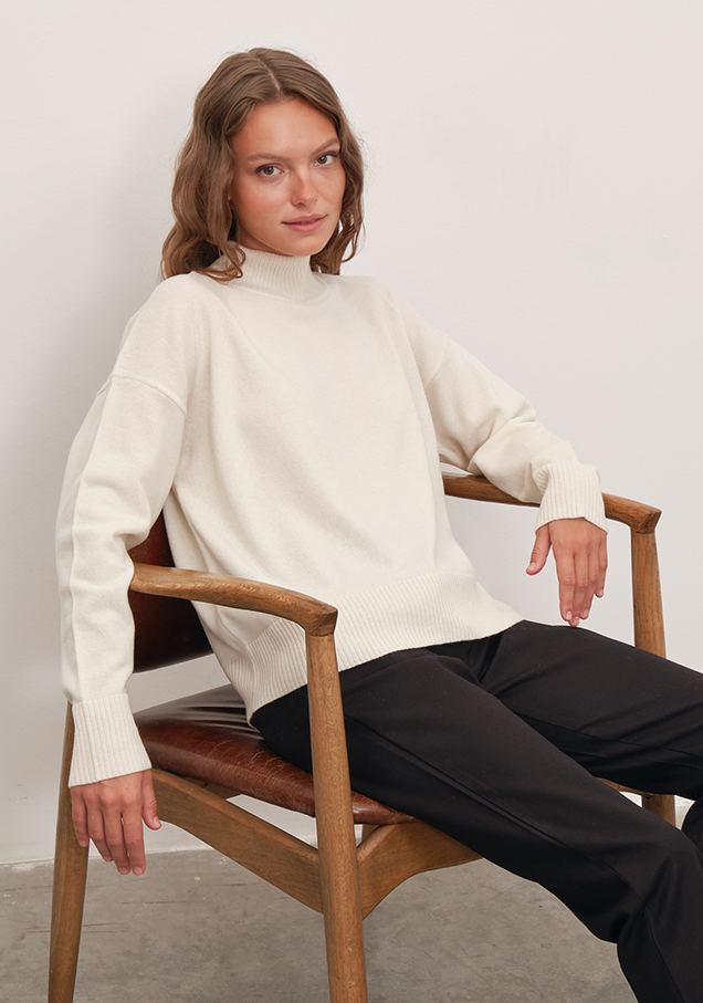 Mock Neck Cashmere Merino Sweater