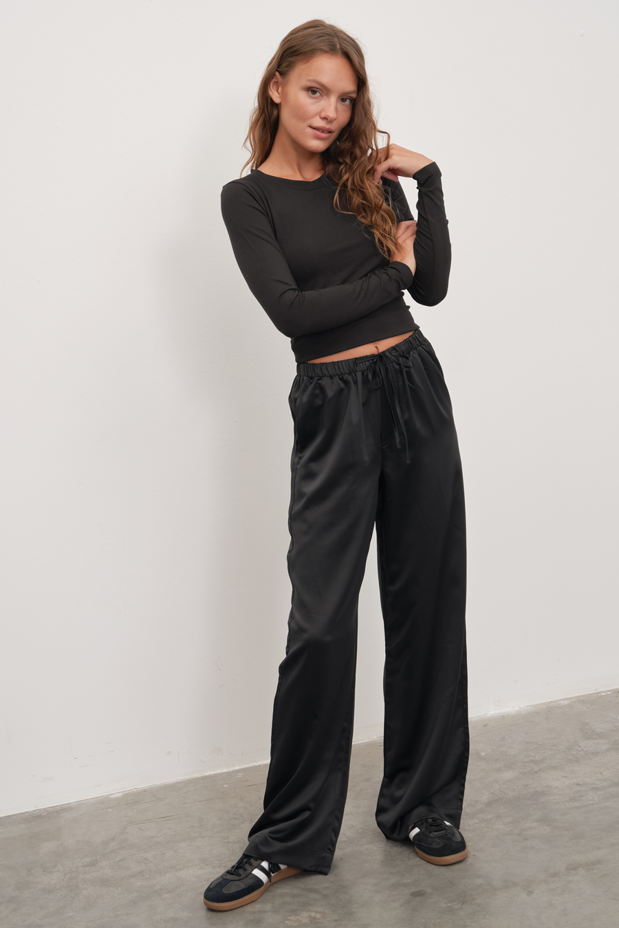 Silk Satin Wide-Leg Pants