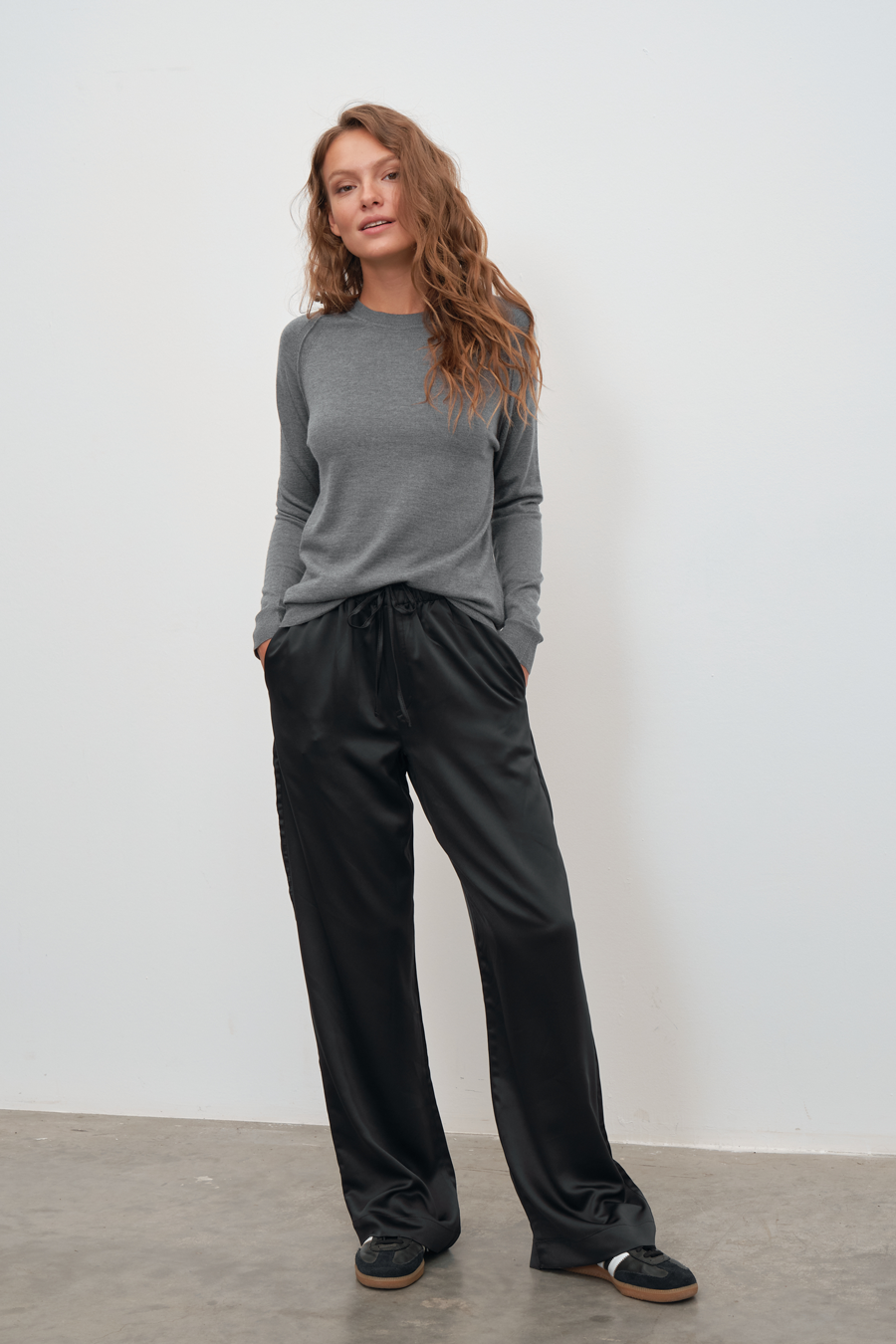 Silk Satin Wide-Leg Pants