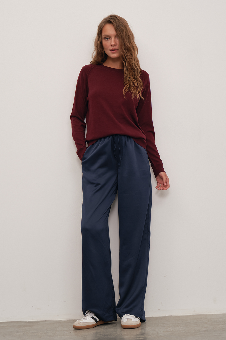 Silk Satin Wide-Leg Pants