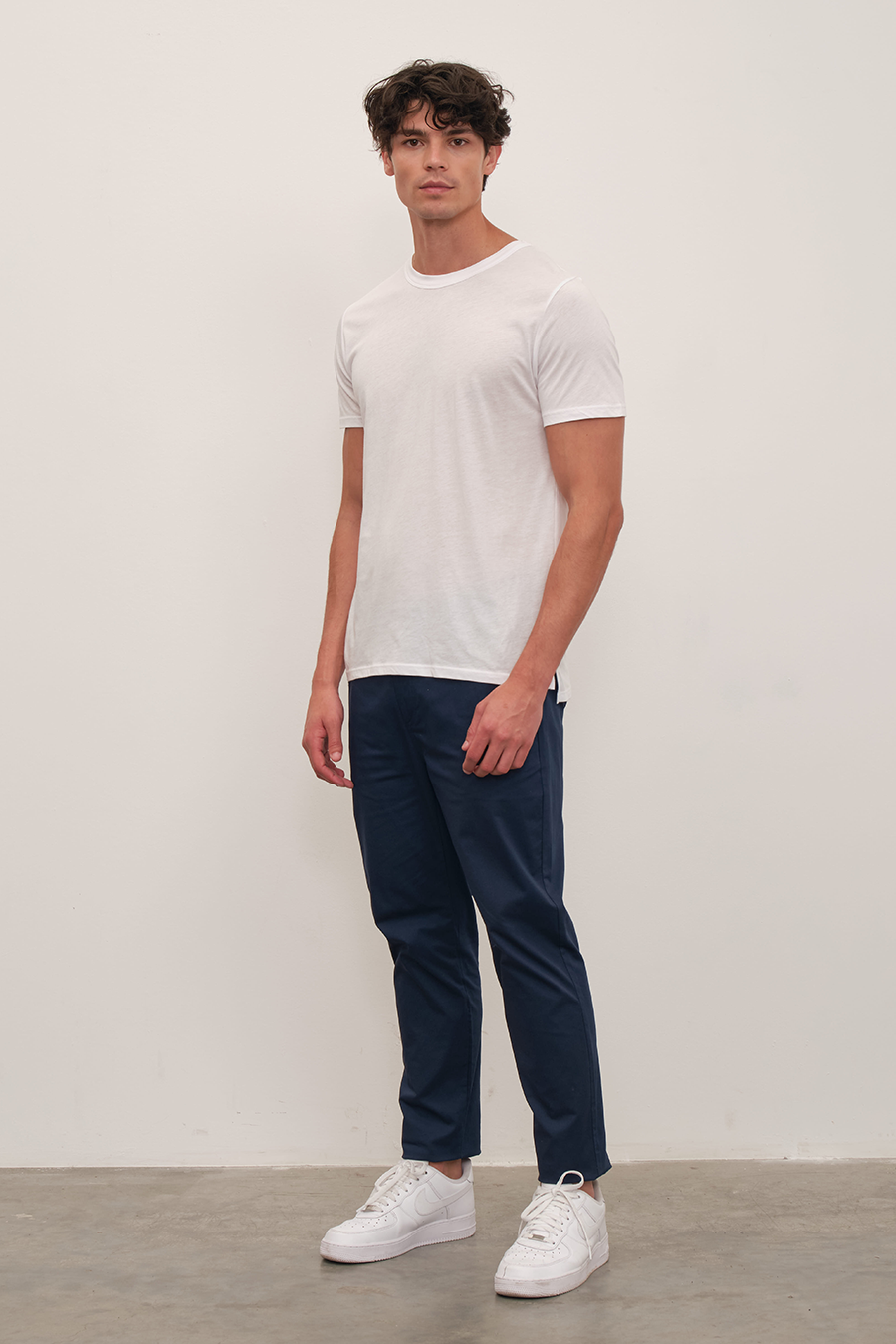 Crew Neck T-shirt in Lightweight Cotton/Modal Blend