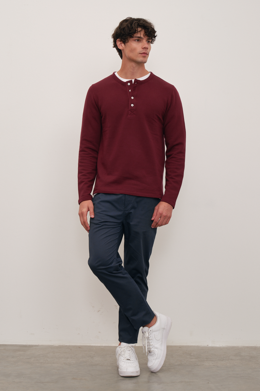 Modal Fleece Half-Buttoned Sweatshirt