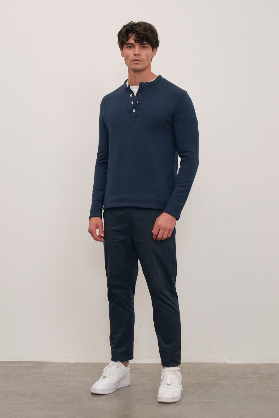 Modal Fleece Half-Buttoned Sweatshirt