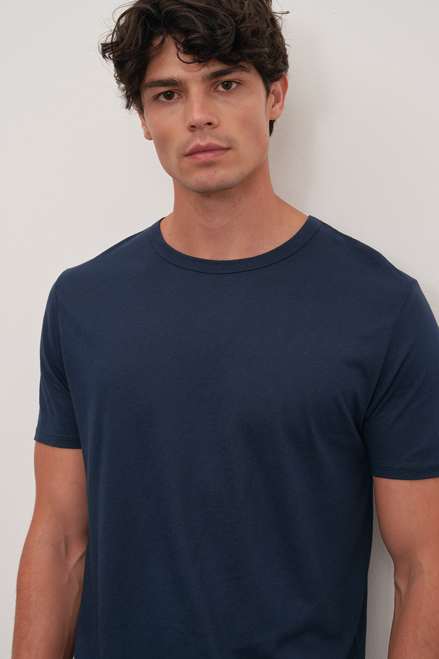 Crew Neck T-shirt in Lightweight Cotton/Modal Blend