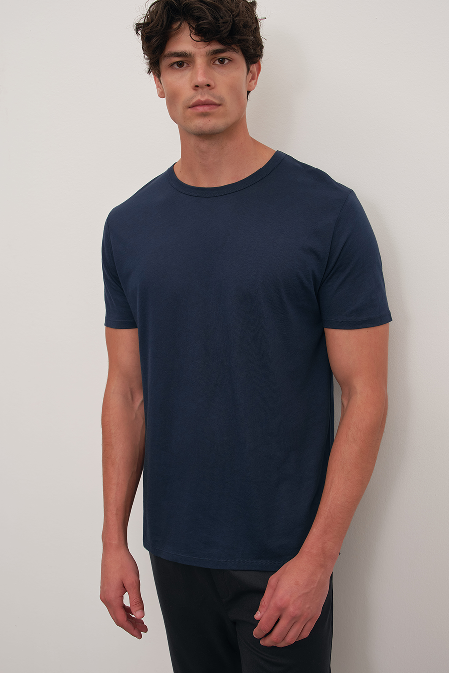 Crew Neck T-shirt in Lightweight Cotton/Modal Blend