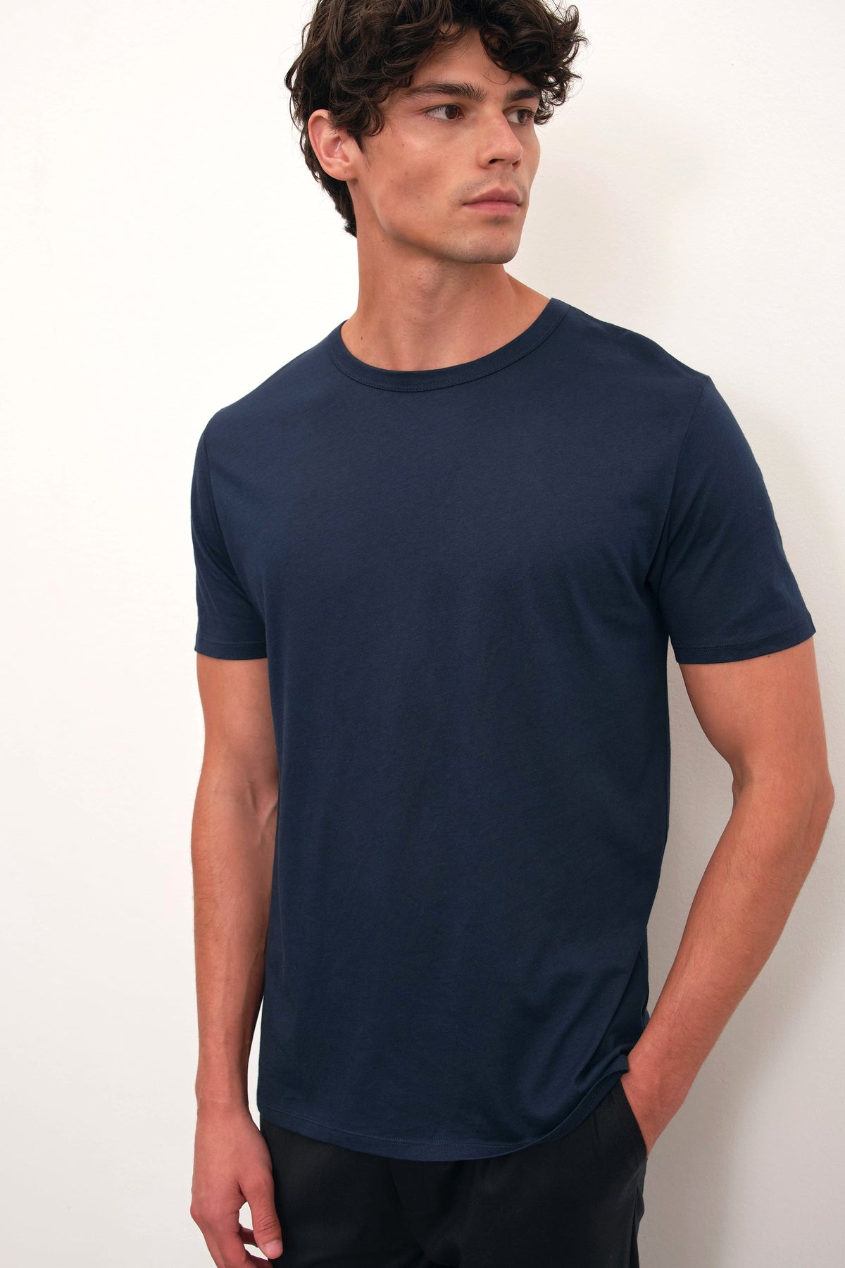 Crew Neck T-shirt in Lightweight Cotton/Modal Blend