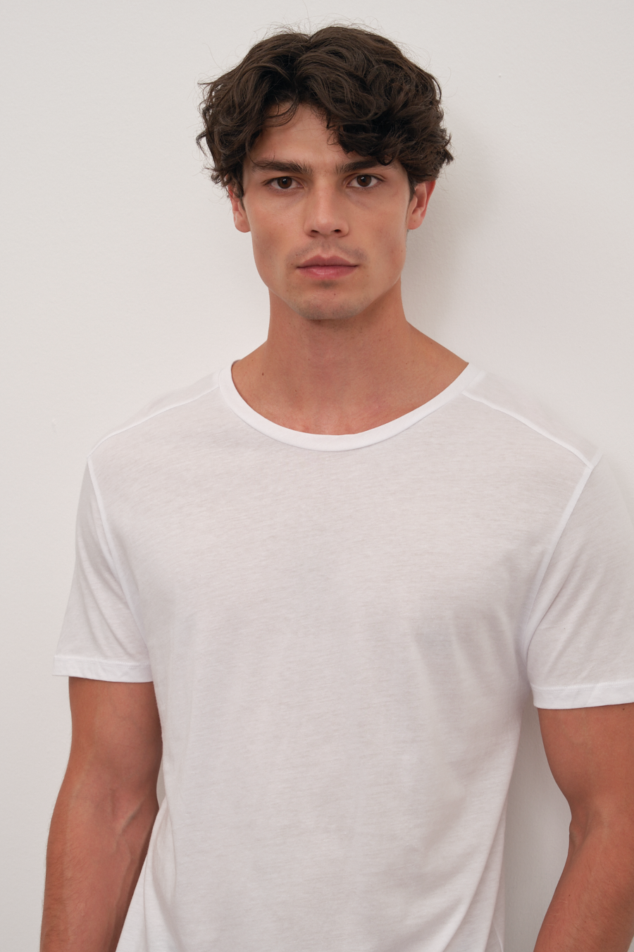 Shoulder and Back Stitched T-shirt in Lightweight Cotton/Modal Blend