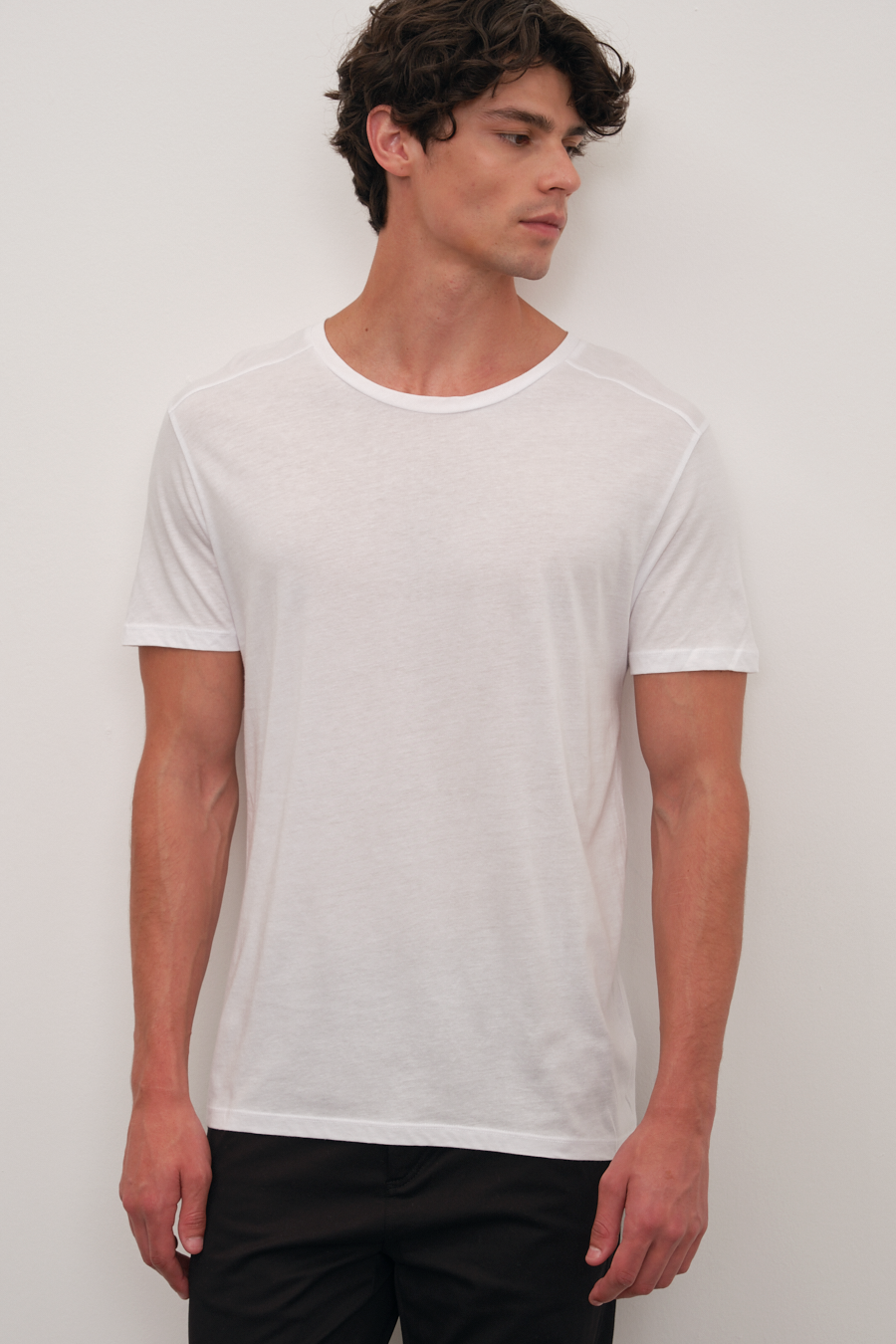 Shoulder and Back Stitched T-shirt in Lightweight Cotton/Modal Blend