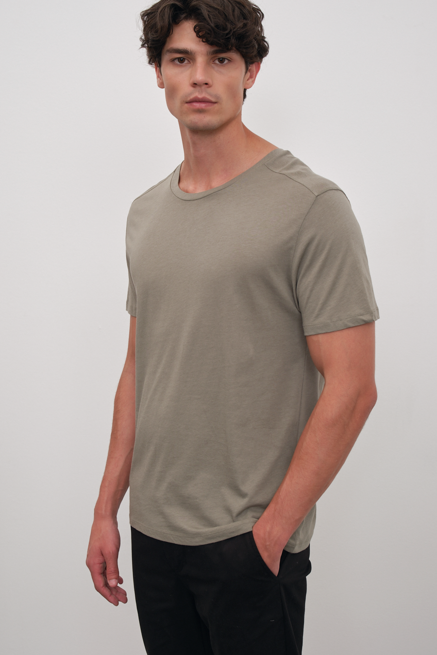 Shoulder and Back Stitched T-shirt in Lightweight Cotton/Modal Blend