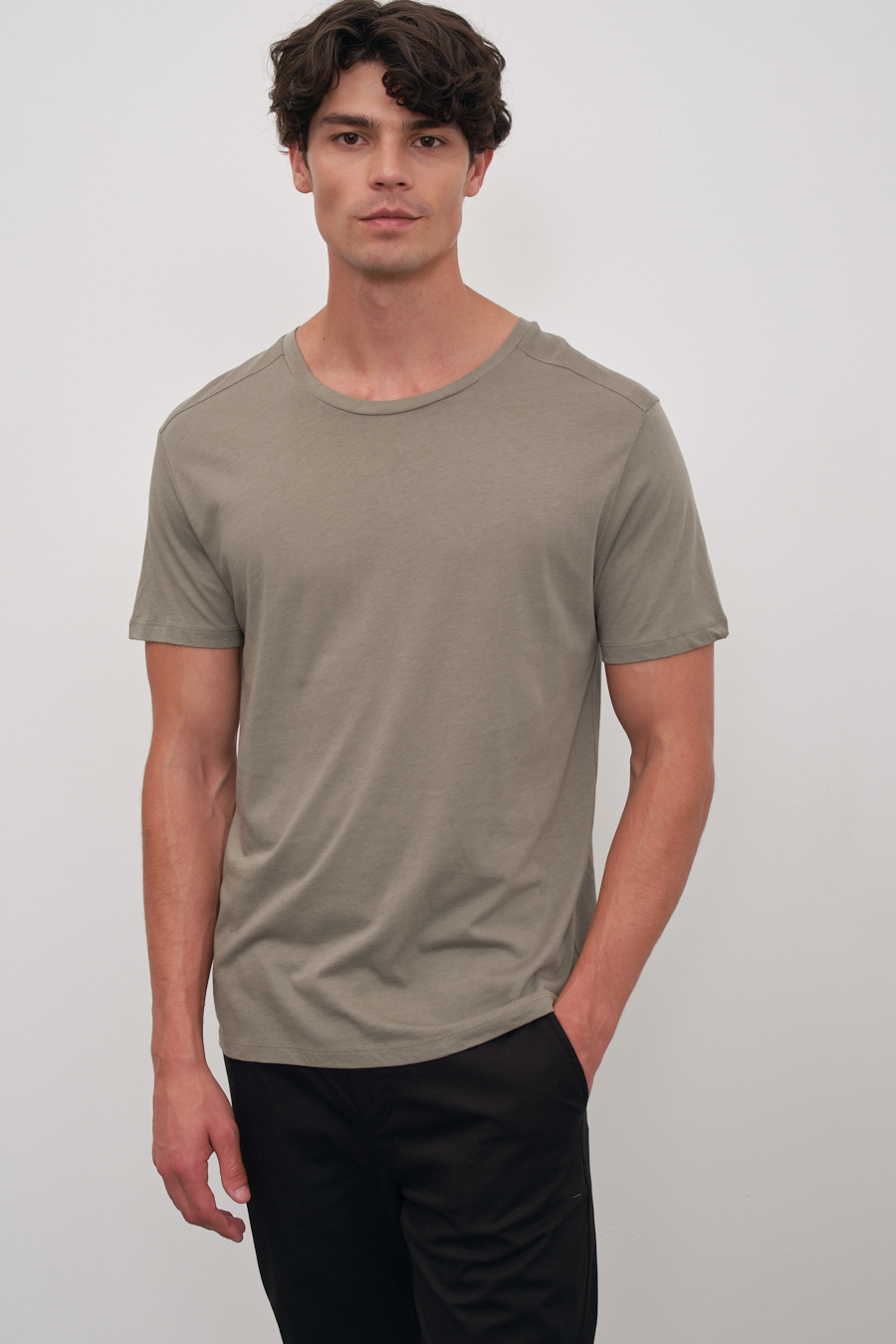 Shoulder and Back Stitched T-shirt in Lightweight Cotton/Modal Blend