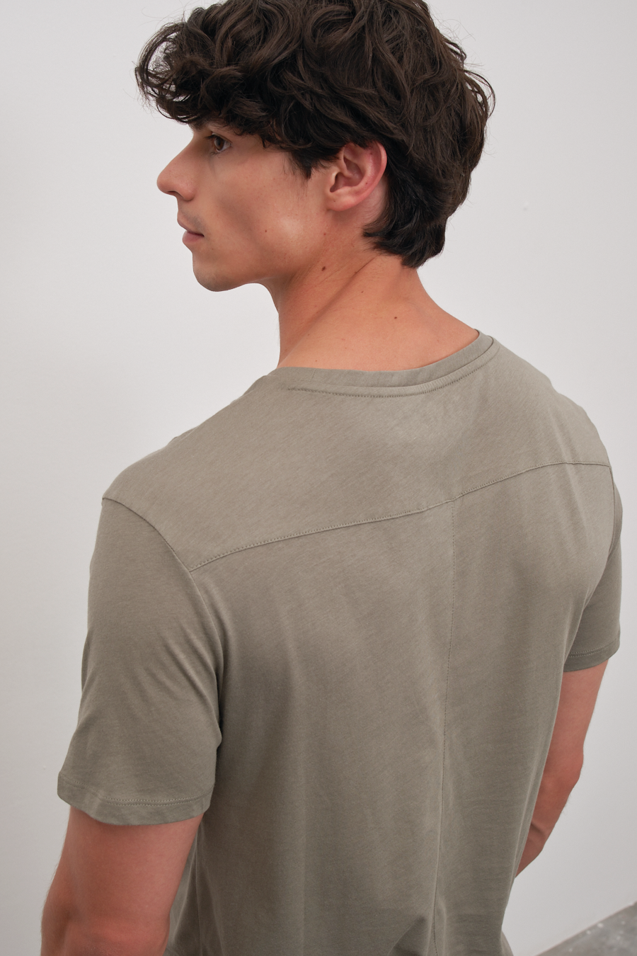 Shoulder and Back Stitched T-shirt in Lightweight Cotton/Modal Blend