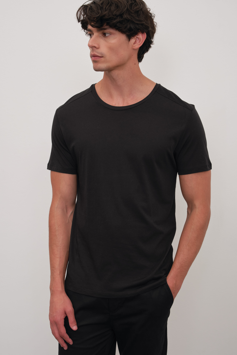 Shoulder and Back Stitched T-shirt in Lightweight Cotton/Modal Blend