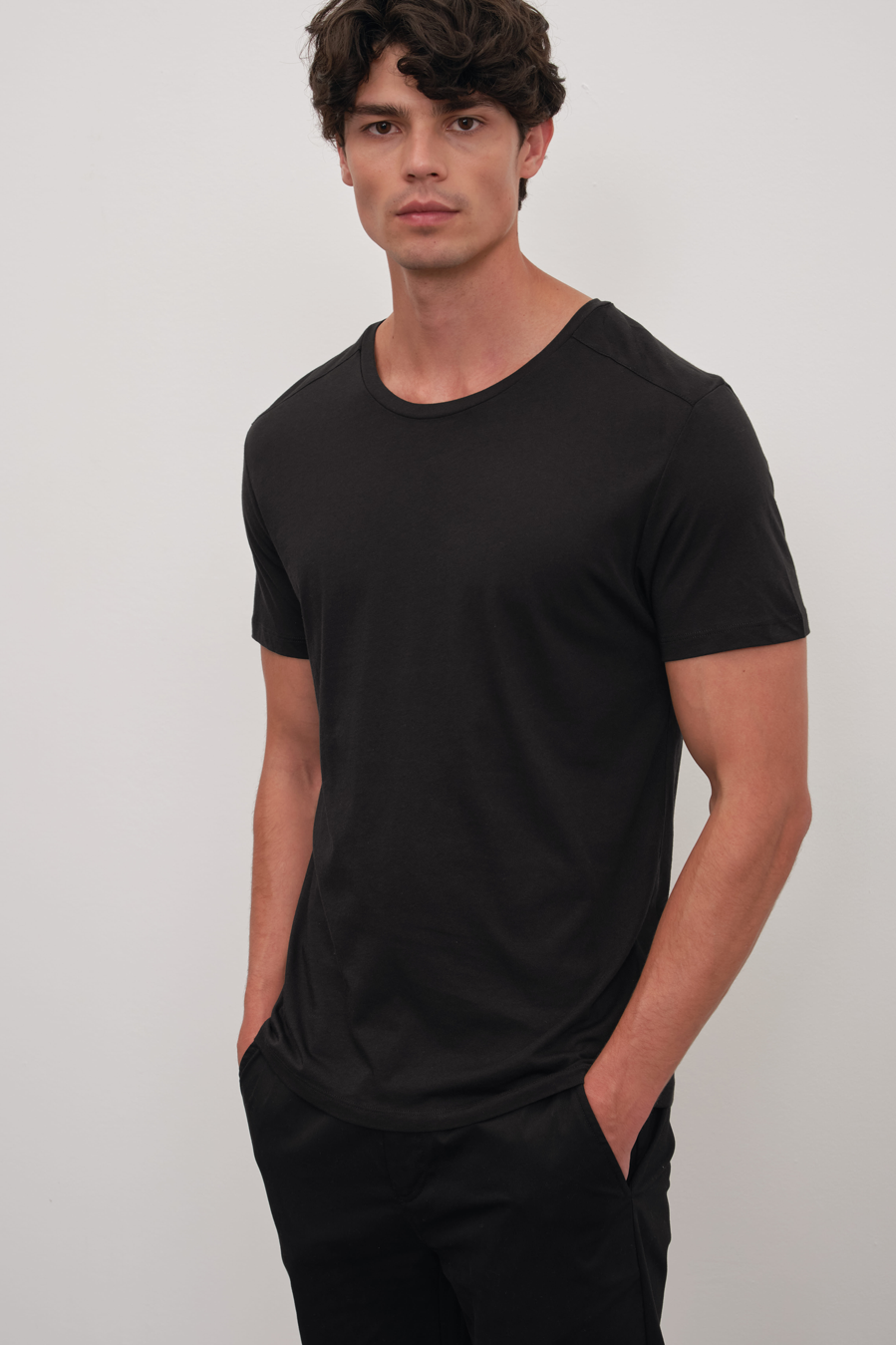 Shoulder and Back Stitched T-shirt in Lightweight Cotton/Modal Blend