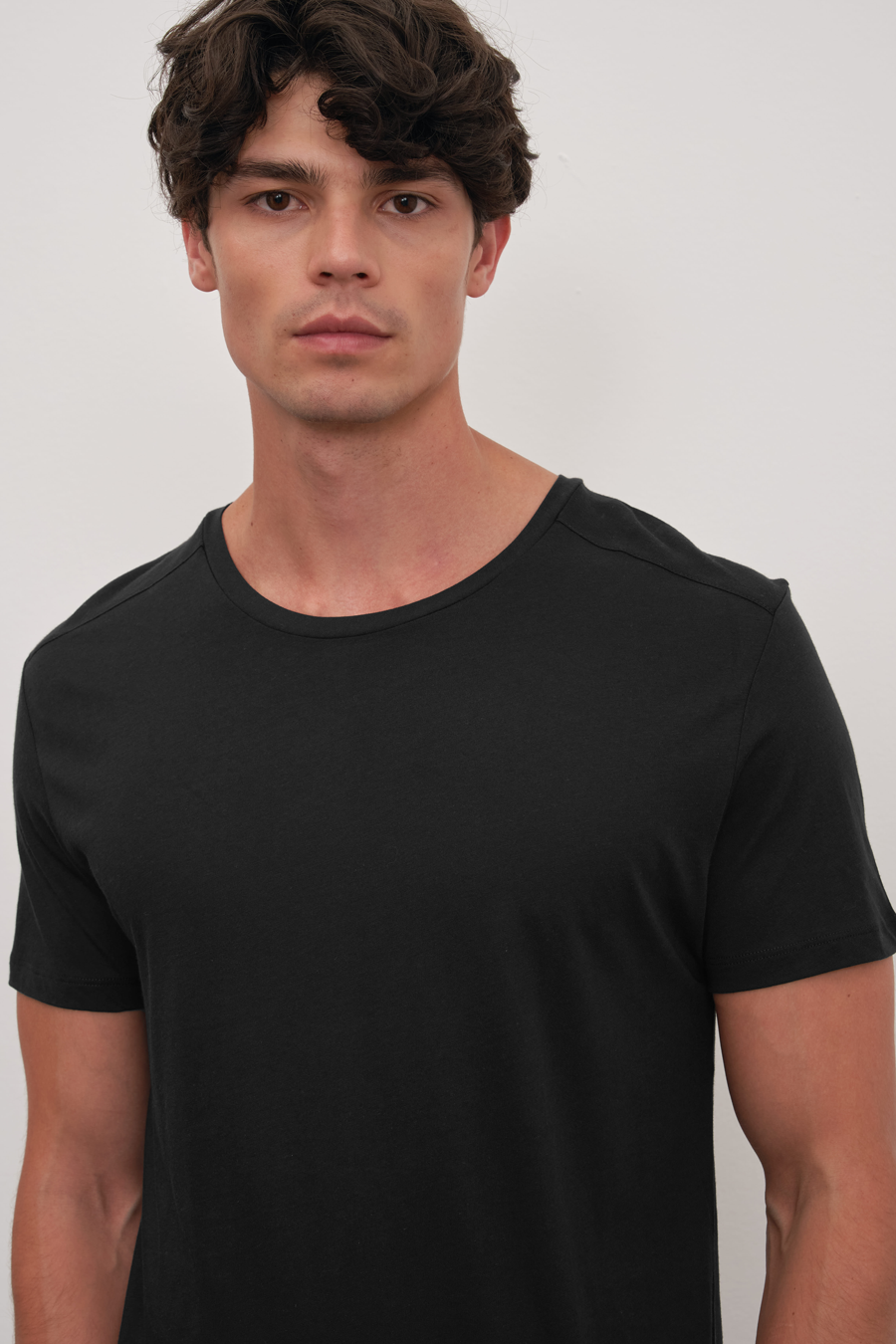 Shoulder and Back Stitched T-shirt in Lightweight Cotton/Modal Blend