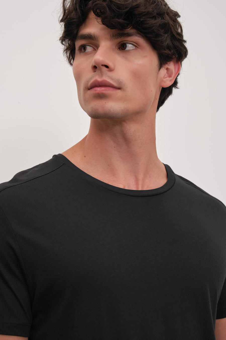 Shoulder and Back Stitched T-shirt in Lightweight Cotton/Modal Blend