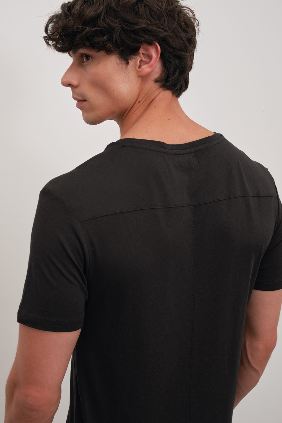 Shoulder and Back Stitched T-shirt in Lightweight Cotton/Modal Blend