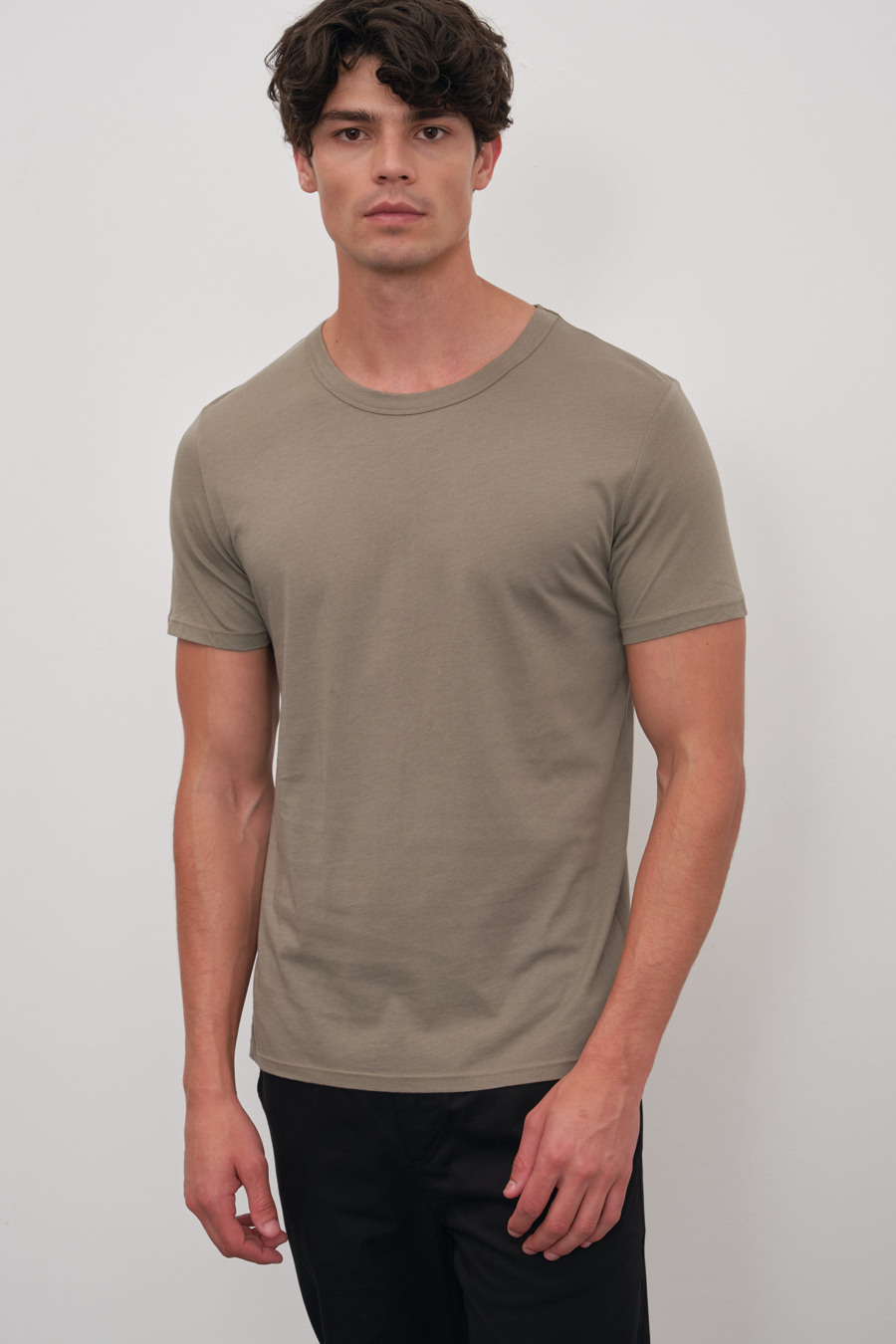 Crew Neck T-shirt in Lightweight Cotton/Modal Blend